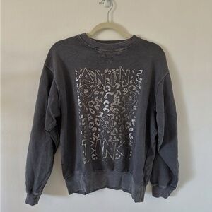 Anine Bing Charcoal/Metallic Leopard/Floral Print Sweatshirt